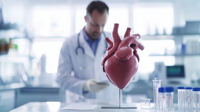 Lipid research in a laboratory with a scientist investigating lipids' effect on heart function. Featuring cardiovascular health and precision