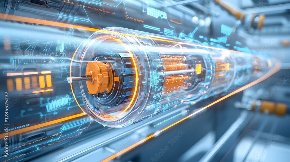 Poster photo showcasing a transparent process visualized through intricate tubing highlighting the dynamic movement and flow of its internal components