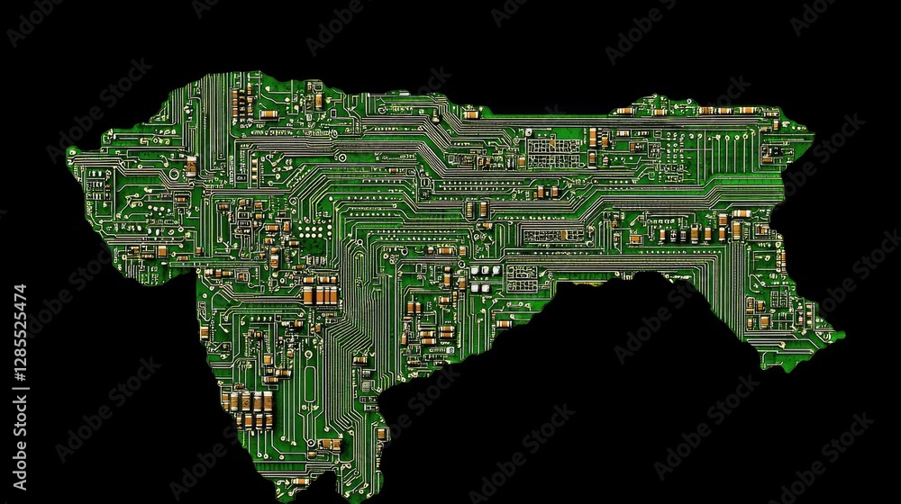 Poster circuit board shape design in the outline of an unknown object