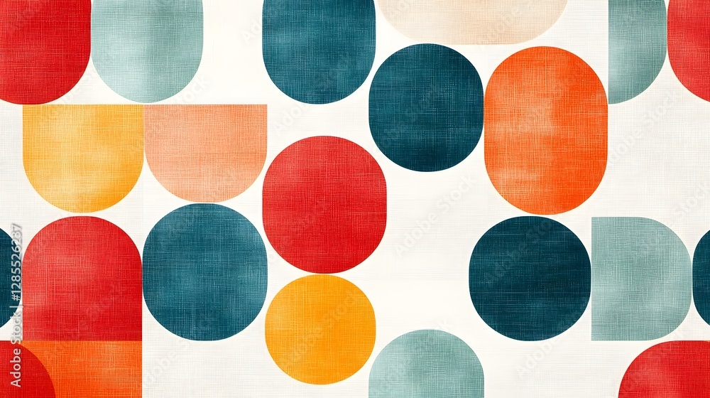 Aufkleber retro inspired geometric shapes in muted pastel hues vibrant and nostalgic abstract art featuring ov