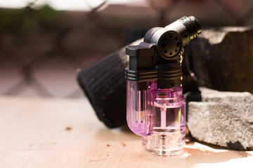 Lighter purple on a black background with charcoal