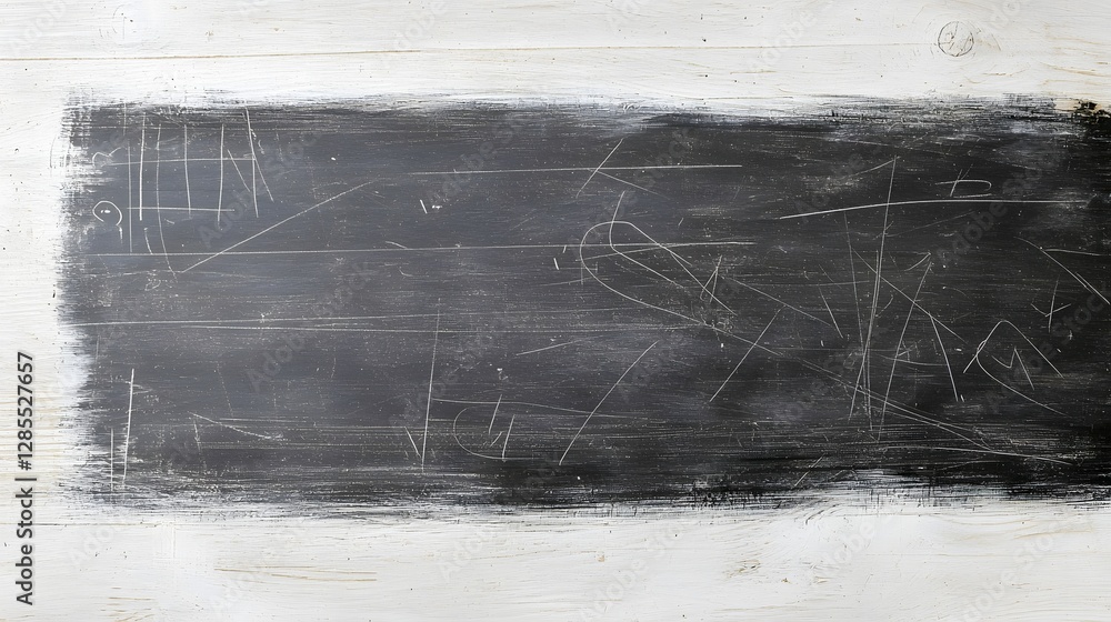 Poster Vintage chalkboard surface with faint chalk marks and a worn black finish creating a grunge industrial and moody background texture for design education or office use