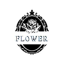 Description: Elegant botanical rose emblem logo with a vintage floral design, perfect for beauty, spa, or organic brands.