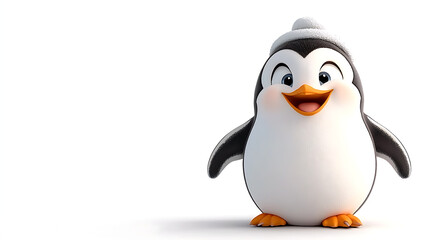 Obraz premium A cartoon penguin with a hat on and a smile on its face. generated using AI