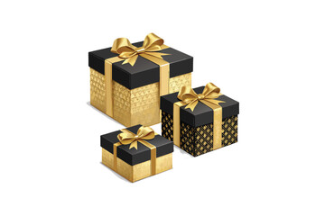 Obraz premium Three Elegant Gold and Black Gift Boxes