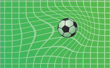 modern vector simple abstract background - soccer goal net with ball, green field,  cover or brochure geometric design template.