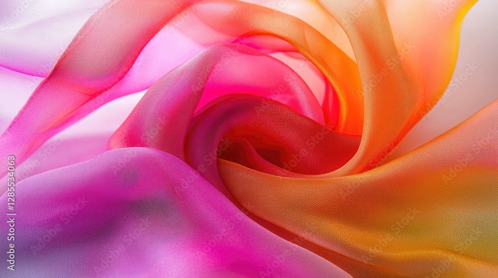 Poster colorful silks in swirling patterns with soft gradient texture