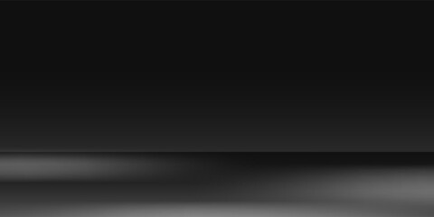 Fototapeta premium Limbo black background. Abstract dark gradient backdrop. Color wall of studio, room, stand for product display or photo. Modern banner with empty place for advertising text. Vector illustration.