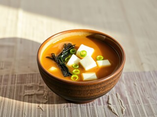 Japanese Miso Soup with Tofu and Wakame