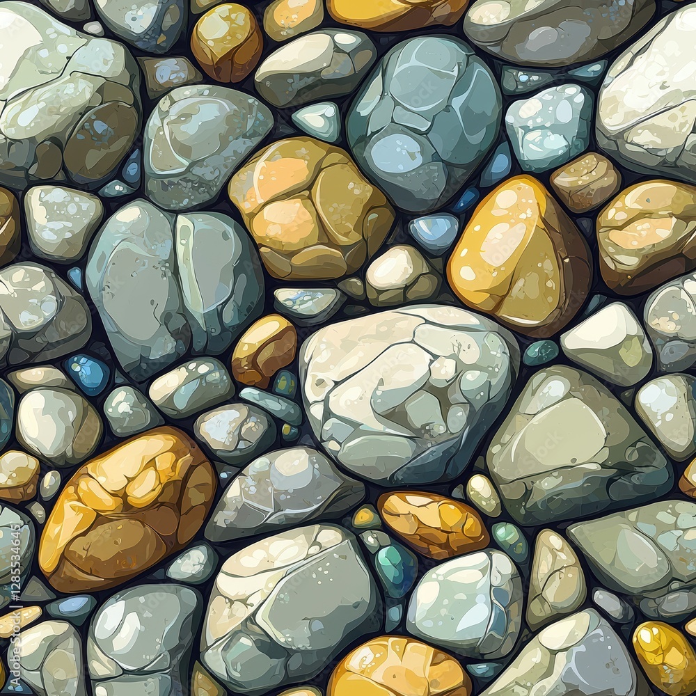 Poster an array of distinct rocks featuring varied colors and textures displayed against a natural backdrop