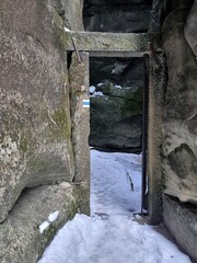 Passage through the gorge and cave in Adrspach-Teplice Rocks