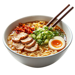 A Warm Bowl of Ramen with Chopsticks Isolated on Transparent Background