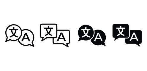 language translation icon symbol sign vector design black white color illustration sets