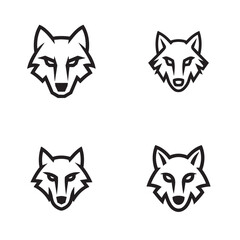 set of wolf dogs silhoutte vector illustration
