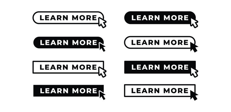 learn more button bar symbol sign icon vector design black white color flat illustration template sets