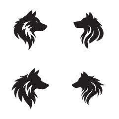 set of wolf dogs silhoutte vector illustration