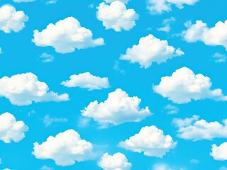 Seamless Pattern White Clouds Blue Sky