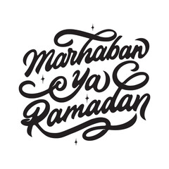 Marhaban Ya Ramadan Phrase Hand Lettering Vector 02
