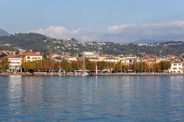 Fototapeta premium Garda town waterfront on Lake Garda, Italy