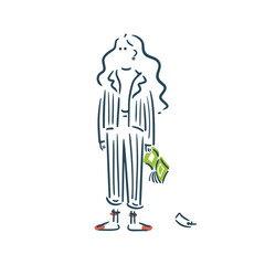 パジャマで本を持った女性のイラスト
