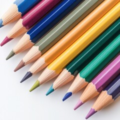 Colorful Sharpened Pencils on White Background