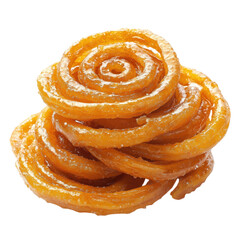 Fototapeta premium Crispy and golden, these traditional Indian Jalebis are deep-fried and soaked in sugar syrup, offering a perfect balance of crunch and sweetness. Ideal for festive celebrations and dessert lovers.
