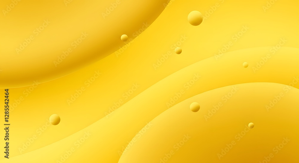 Poster abstract yellow liquid background with smooth curves and bubbles