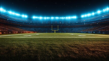 Night Football Stadium Filled With Spectators