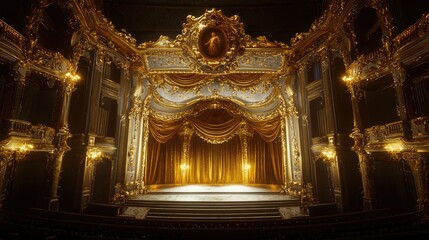 Obraz premium Elegant Theater Stage with Opulent Decor and Golden Accents