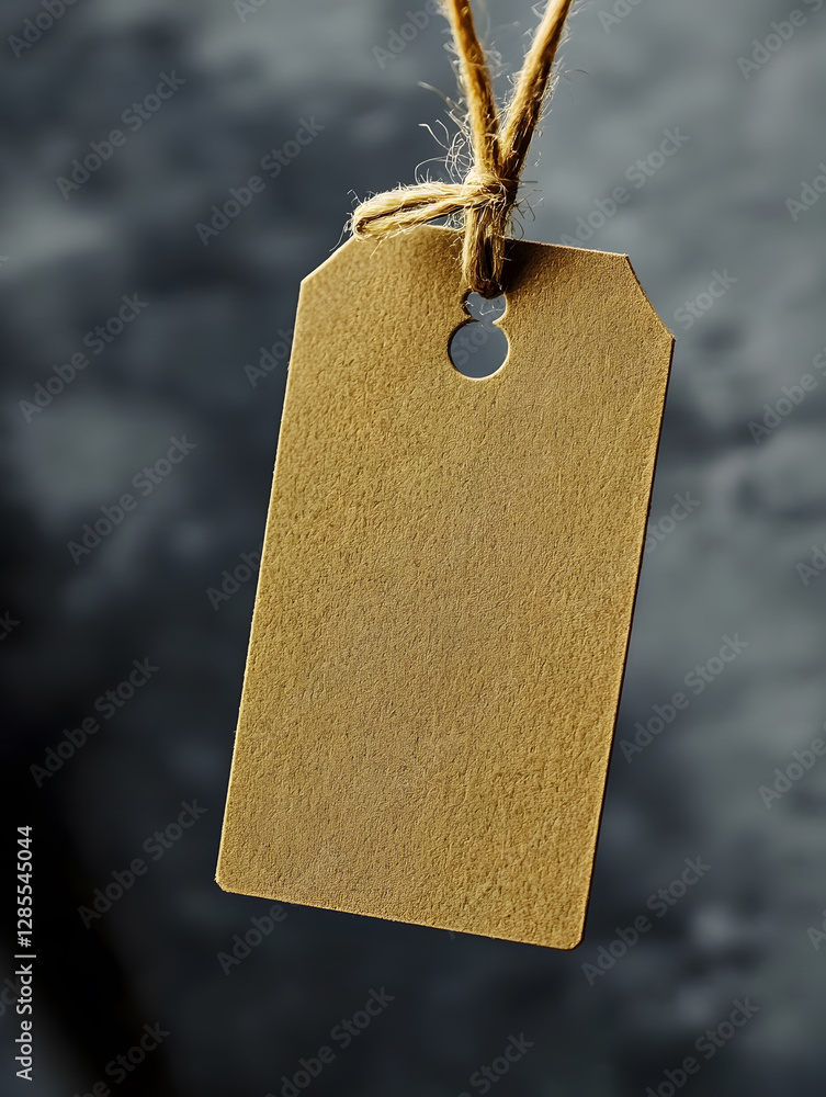 Poster Blank Brown Paper Gift Tag with Twine Hanger for Custom Labeling and Crafting : Generative AI