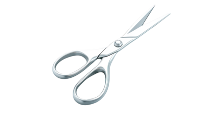 Closeup of sharp scissors on a black background, study in contrast and precision