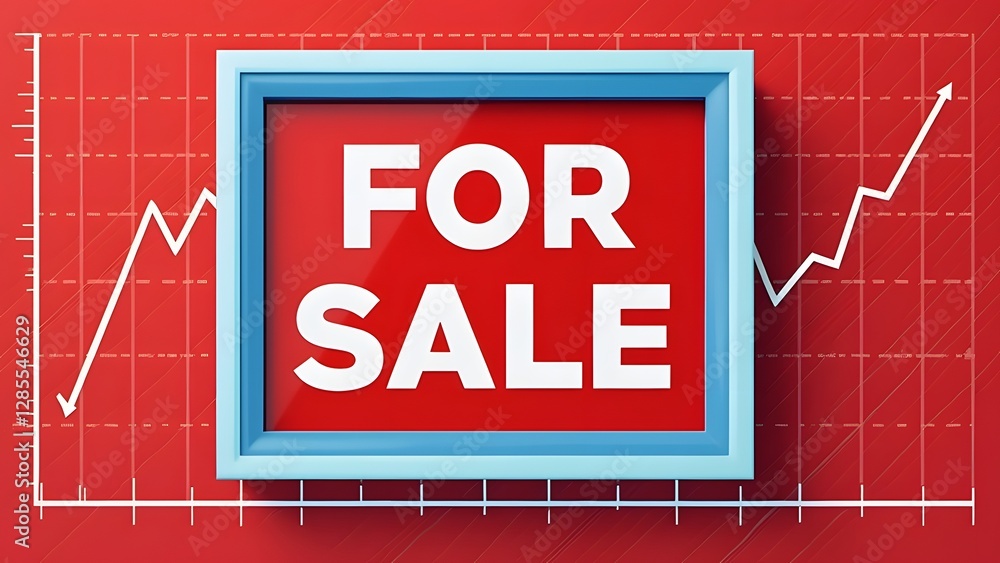 Aufkleber for sale text in a square frame on a red background. vector illustration. generated by ai