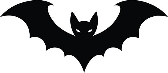 Fototapeta premium bat silhouette, stylized wings, halloween icon, black and white illustration, simple geometric shape, vector graphic, spooky symbol, nocturnal creature, Gothic design, minimalist art, line drawing, sy