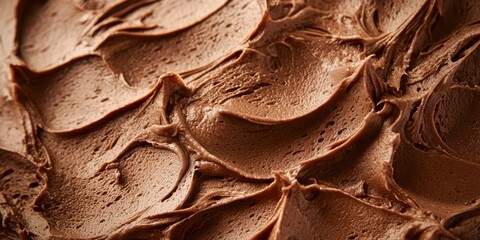Close up of chocolate frosting on a cake