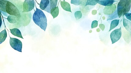 Green Leaves Watercolor Border - Elegant Design for Standard Scale Use