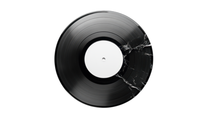 Broken vinyl record, a nostalgic look at damaged audio history and musical memories