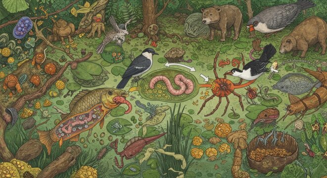 Interwoven ecosystem, a visual exploration of parasitism and symbiotic relationships