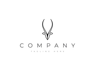 gazelle oryx head line logo design © Nay