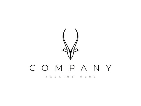gazelle oryx head line logo design