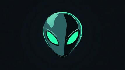 Obraz premium Alien Silhouette: A minimalist, yet captivating illustration of an extraterrestrial being with glowing eyes set against a dark backdrop.