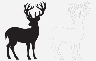 Deer silhouette vector art Illustration Isolated on white background
