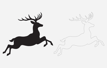 Deer silhouette vector art Illustration Isolated on white background
