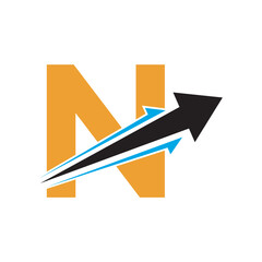 Initial Arrow Logo combine with letter N vector template
