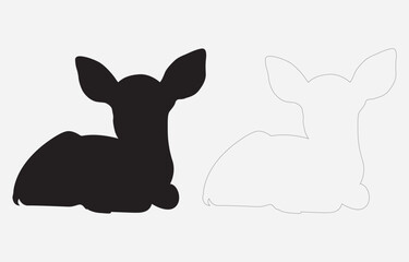 Baby deer silhouette vector art Illustration Isolated on white background
