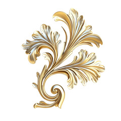 Golden ornate leaf design against colorful stripes