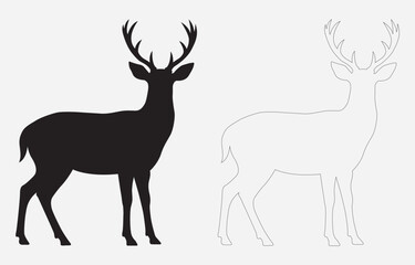 Deer silhouette vector art Illustration Isolated on white background
