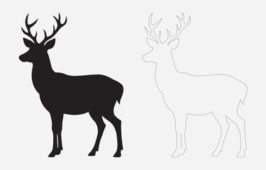 Deer silhouette vector art Illustration Isolated on white background
