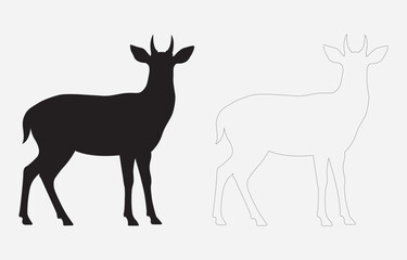 Deer silhouette vector art Illustration Isolated on white background
