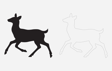 Deer silhouette vector art Illustration Isolated on white background
