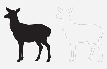 Deer silhouette vector art Illustration Isolated on white background
